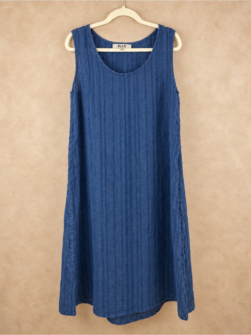FLAX 100% Linen Indigo Blue Sleeveless A-Line Dress